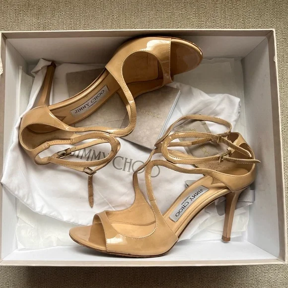 Jimmy Choo Ivette Nude 37.5 - Picture 3 of 7